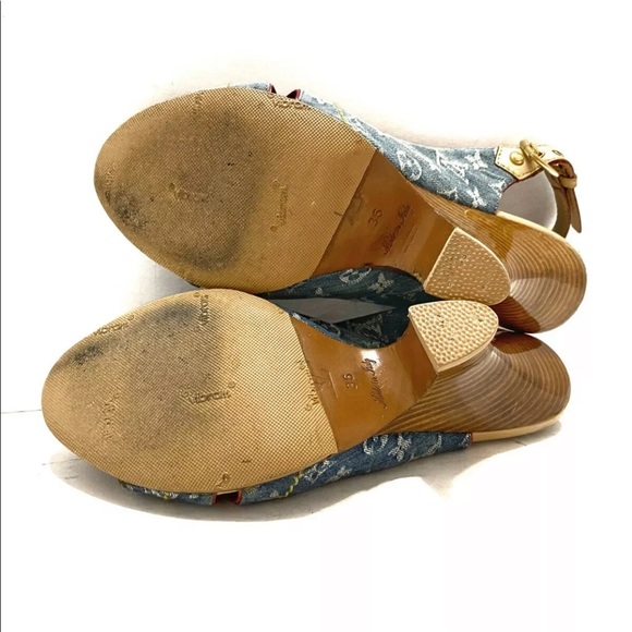 Auth Louis Vuitton denim sandal 36 - Picture 2 of 9